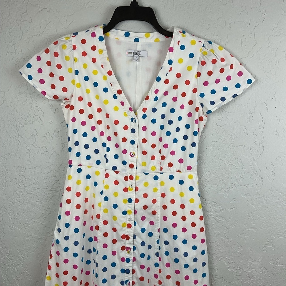 Color Me Courtney Dipping Dot Button-Down Midi Dress Sz 4 - Picture 2 of 10